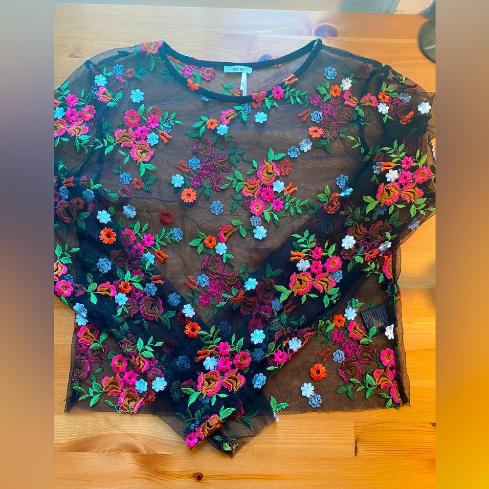 90s Boho Sheer Floral Top🌺